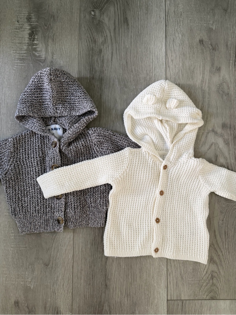 Carter's Hooded Knit Cardigan Set - Cream and Gray